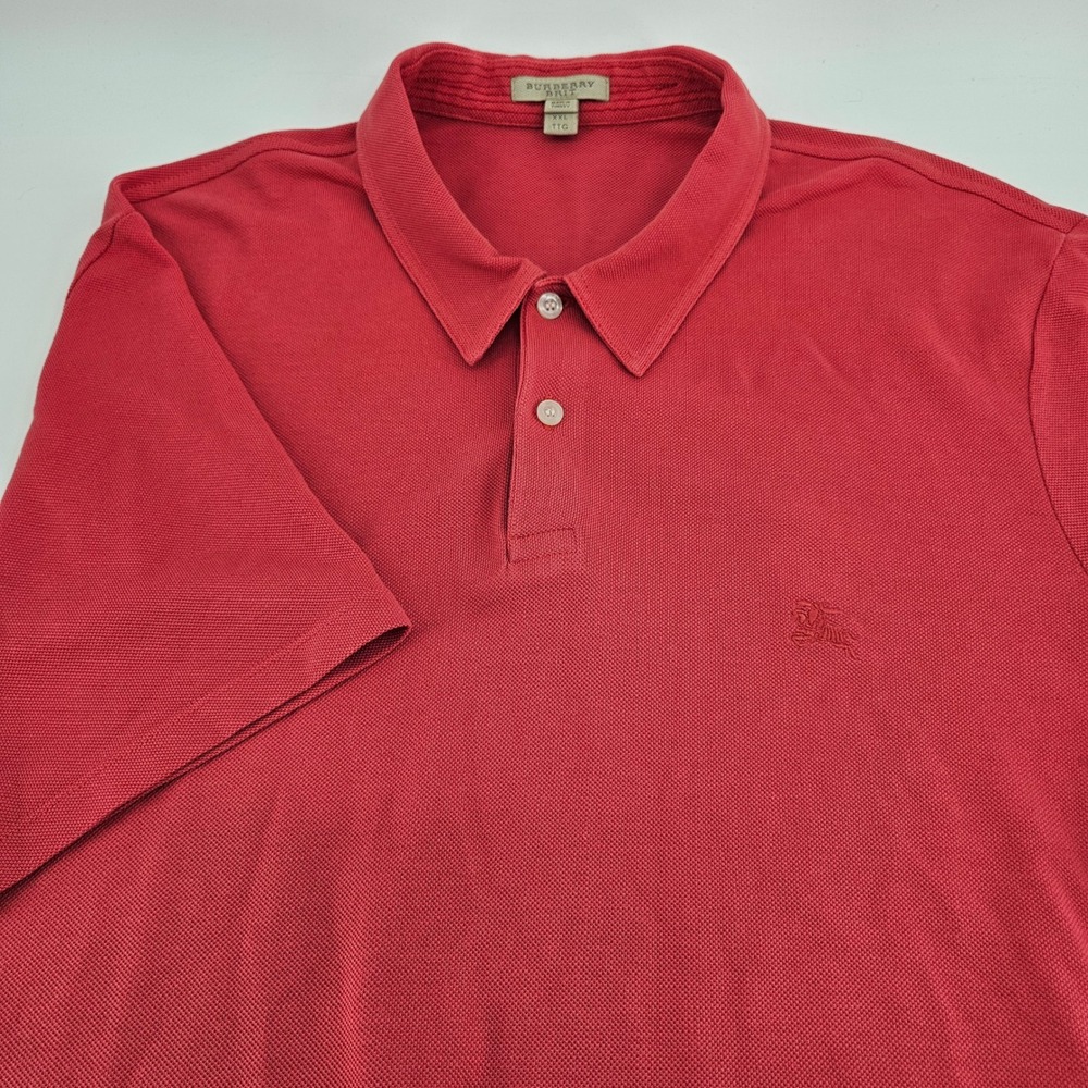 Burberry Brit Mens XXL Red Cotton Pique Short Sleeve Polo Shirt Logo Embroidery‎